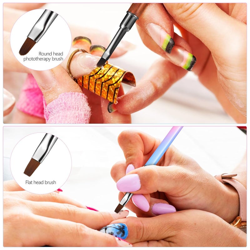 5Pcs Wood Handle Nail Art Brush Set For Precise Manicure Polish Clean Up - Image 5